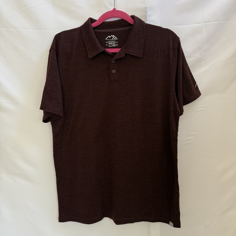 Merino.Tech Merino Lite Burgundy Polo Shirt Men's L 100% Superfine Wool